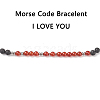 Natural Carnelian(Dyed & Heated) & Lava Rock Braided Bead Bracelet BJEW-TA00188-02-3