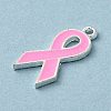 Breast Cancer Pink Awareness Ribbon Theme Alloy Enamel Pendants ENAM-A147-01L-2