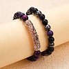 2Pcs 2 Style Dyed & Heated Natural Tiger Eye & Gemstone Stretch Bracelets Set BJEW-SW00091-5