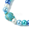 2Pcs 2 Colors 8mm Round Baking Painted Pearlized Glass Pearl Beaded Stretch Bracelet Sets BJEW-JB10899-4