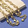 304 Stainless Steel Oval Heart Link Chain Necklaces for Women NJEW-B123-01G-3