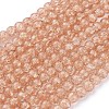 1Strand Light Salmon Transparent Crackle Glass Round Beads Strands X-CCG-Q001-8mm-05-2