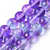 Transparent Spray Painted Glass Bead Strands GLAA-N035-03D-B03-1