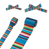 2Rolls 2 Styles Stripe Pattern Printed Polyester Grosgrain Ribbon OCOR-TA0001-37N-2