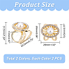   4Pcs 2 Colors Crystal Rhinestone Oval with Plastic Pearl Scarf Buckle Ring AJEW-PH0004-22-2