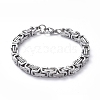 Tarnish Resistant Unisex 201 Stainless Steel Byzantine Chain Bracelets BJEW-L637-34C-P-1