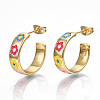 Brass Enamel Stud Earrings EJEW-T014-07G-NF-1