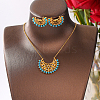 Synthetic Turquoise Stud Earrings & Pendant Necklaces Sets HX8665-4