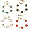 Ion Plating(IP) Resin Flower Link Chain Bracelet BJEW-H602-02G-A-1