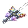 Colorful Butterfly Faith Jesus Cross Acrylic Pendant Decoration RJEW-E007-03P-01-4