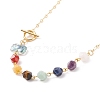 Natural Mixed Gemstone Beaded Pendant Necklace with Glass Lotus NJEW-JN03888-4
