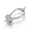 Brass Micro Pave Cubic Zirconia Lobster Claw Clasps ZIRC-S058-06P-1