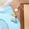 Heart Angel Glass Seed & Plastic Pearl Pendant Bookmark AJEW-MZ00002-4