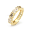 Rack Plating Brass Micro Pave Clear Cubic Zirconia Adjustable Finger Rings for Women RJEW-M028-82G-4