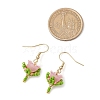 Flower Handmade Glass Seed Beads & Acrylic Beads Dangle Earrings EJEW-MZ00359-02-3