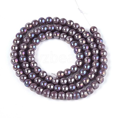 Electroplate Opaque Glass Beads Strands GLAA-T032-P4mm-AB15-1