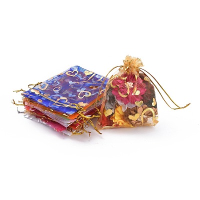 Heart Printed Organza Bags OP-R022-10x12-M-1