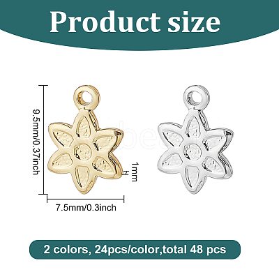 48Pcs 2 Colors Rack Plating Brass Charms KK-BC0011-97-1