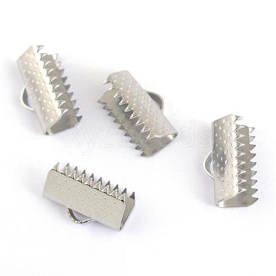 Tarnish Resistant 304 Stainless Steel Ribbon Crimp Ends STAS-S047-059-1