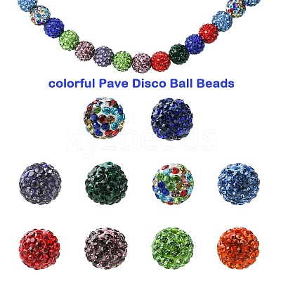30Pcs Pave Disco Ball Beads RB-YW0001-14Q-1
