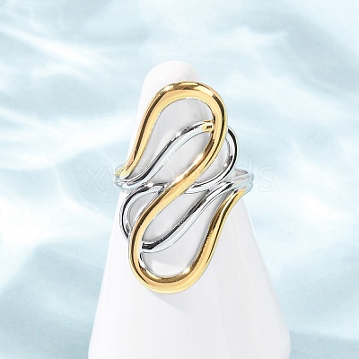 304 Stainless Steel Open Cuff Rings for Women RJEW-K321-01I-1