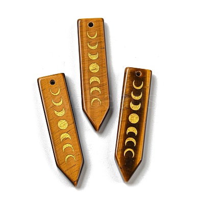 Natural Tiger Eye Moon Phase Pendants G-C145-01A-1