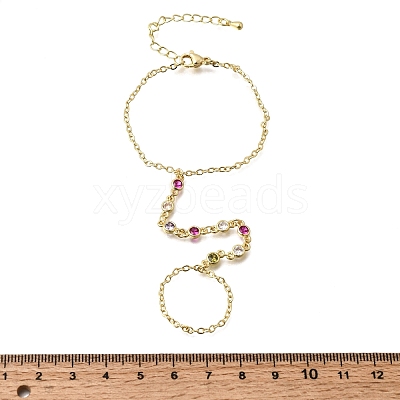 Brass Micro Pave Cubic Zirconia Mittens Bracelets BJEW-C156-01G-01-1