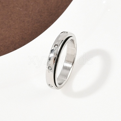 304 Stainless Steel Rhinestone Rotating Finger Rings LS-RJEW-A074-01C-P-1
