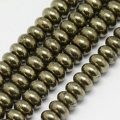 Natural Pyrite Beads Strands G-L032-8x5mm-01-1