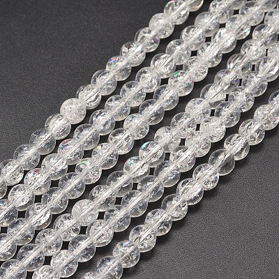 Electroplate Crackle Glass Round Bead Strands X-EGLA-J067-8mm-HR06-1