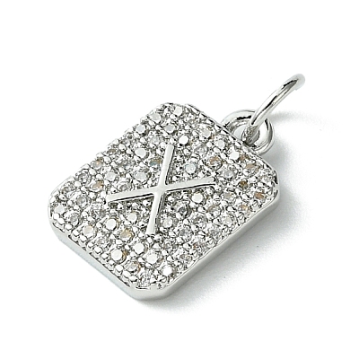 Rack Plating Brass Micro Pave Clear Cubic Zirconia Charms KK-G501-01X-P-1