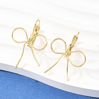 Bowknot Brass Leverback Earrings EJEW-A150-04C-G-1
