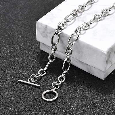 Non-Tarnish Unisex 304 Stainless Steel Figaro Chain Necklaces X-NJEW-H215-03P-1