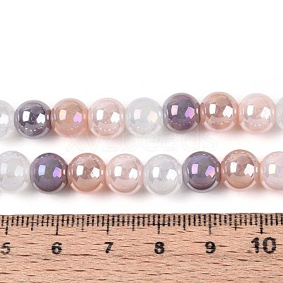 Electroplate Glass Beads Strands X-EGLA-N019-8mm-01-1