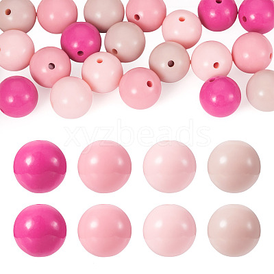 20Pcs 4 Colors Opaque Acrylic Beads MACR-TA0002-51B-1