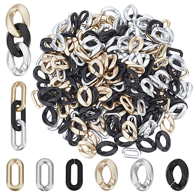 300Pcs 6 Style Spray Painted CCB Plastic Linking Rings CCB-HY0001-07-1