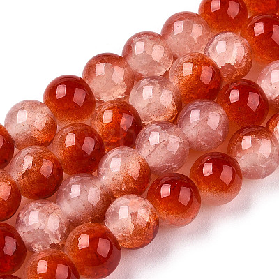 Crackle Baking Paint Imitation Jade Glass Beads Strands X1-DGLA-T003-8mm-10-1
