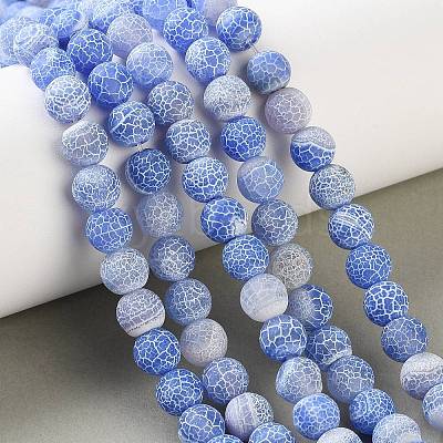 Frosted Natural Weathered Agate Beads Strands G-F367-8mm-01-1