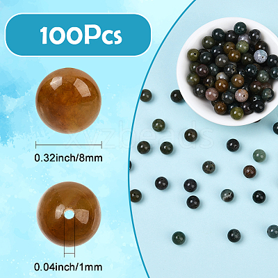 100Pcs Natural Indian Agate Beads G-SP0001-20C-1