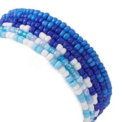 6Pcs Glass Seed & Brass Beaded Stretch Bracelets Set BJEW-JB09538-03-1