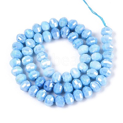 Anti-Tarnish Electroplate Glass Beads Strands GLAA-T025-8mm-19J-1