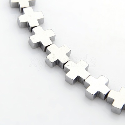 Greek Cross Electroplate Non-magnetic Synthetic Hematite Beads Strands X-G-P046-06A-1