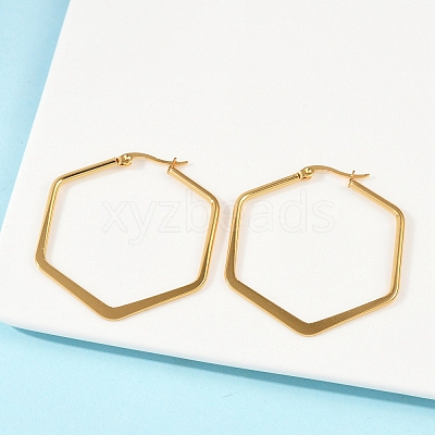 201 Stainless Steel Angular Hoop Earrings X-EJEW-F205-13G-A-1