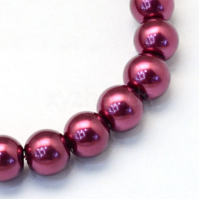 Baking Paint Pearlized Glass Pearl Round Bead Strands HY-Q330-8mm-72-1