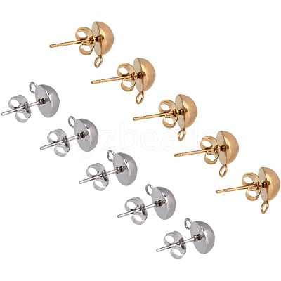 304 Stainless Steel Stud Earring Findings STAS-UN0001-46-1