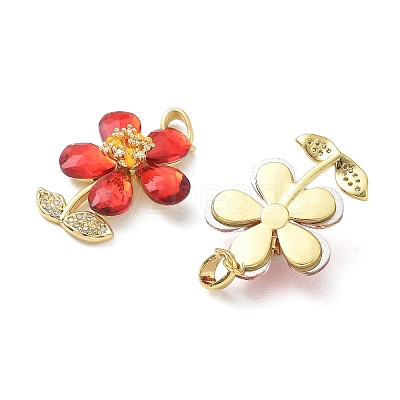 Brass Micro Pave Red Cubic Zirconia Pendants CU-CBA8C34-03G-1