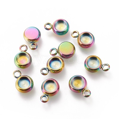 Ion Plating(IP) 304 Stainless Steel Pendant Cabochon Settings STAS-I162-01A-M-1