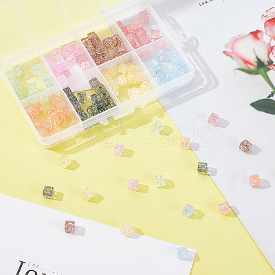 160Pcs 8 Colors Crackle Glass Beads GLAA-PH0001-38-1