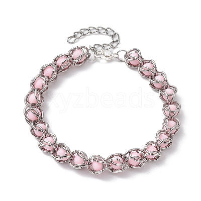 Opaque Acrylic Beaded Bracelets BJEW-JB10228-1
