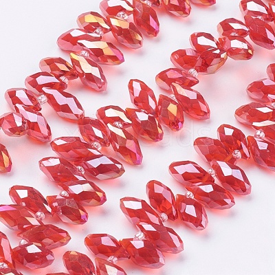 Electroplate Glass Faceted Teardrop Beads Strands EGLA-D014-16-1